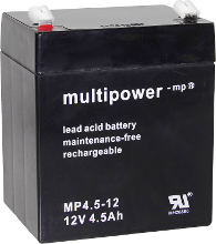 Multipower PB 12 4,5 4,8 Loodaccu 12 V 4.5 Ah Loodvlies (AGM) (b x h x d) 90 x 107 x 70 mm Kabelschoen 4.8 Mm Onderhoudsvrij, Geringe zelfontlading