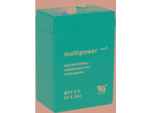 Multipower PB 6 4,5 4,8 Loodaccu 6 V 4.5 Ah Loodvlies (AGM) (b x h x d) 70 x 105 x 47 mm Kabelschoen 4.8 Mm Onderhoudsvrij, Geringe zelfontlading
