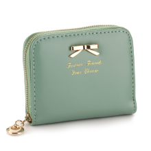 New Lady Girl Candy Colors Bow Tie Small Short Wallet Coins Purse