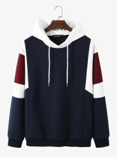 Newchic Herentextuur Colorblock stiksels Losse casual hoodies met trekkoord