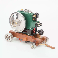 OKMO 1/8 3.6CC Mini Vintage Ééncilinder Vier Takt Benzinemotor Model 1140 met Trailer Versie Wetenschappelijke Ontdekkin