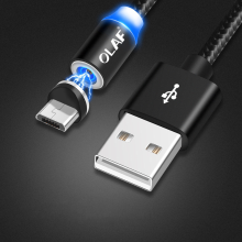 OLAF 2.1A Micro USB Type C360 ° Magnetisch Nylon Weave Snel Opladen Datakabel voor Mi 9 8 HUAWEI Mate 20 Pro P20