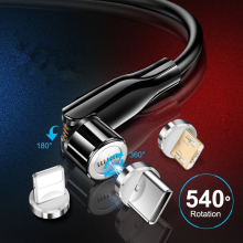 OLAF 540 Draaien Magnetische Kabel 3A Micro USB Type C Snelle Oplaadkabel voor Samsung Galaxy Note S20 ultra voor Huawei