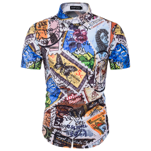 Other Fashion Vintage 3d Stamp Printing Short Sleeve Summer Hawaii Beach Shirts For Men