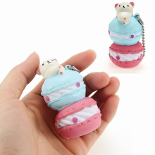 Others Squishy Macaroon Bear With Ball Chain Tag Phone Bag Strap Collection Gift Decor Soft Toy