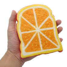Others Squishyshop Orange Bread Toast Slice Squishy 14cm Soft Slow Rising Collection Gift Decor Toy