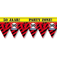 Paperdreams 50 jaar party tape/markeerlint waarschuwing 12 m versiering