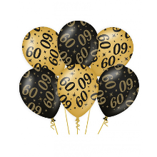 Paperdreams Ballonnen 60 jaar   6x stuks   zwart/goud   leeftijd   30 cm   versiering   verjaardag