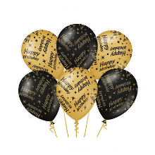 Paperdreams Happy Birthday verjaardag feest ballonnen   6x stuks   zwart/goud   leeftijd   30 cm   versiering