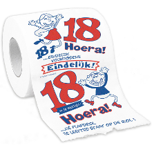 Paperdreams Toiletpapier 18 jaar   verjaardag cadeau   grappig   feestartikelen   wc papier   jarig