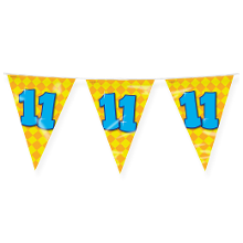 Paperdreams Verjaardag 11 jaar thema Vlaggetjes   Feestversiering   10m   Folie   Dubbelzijdig