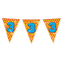 Paperdreams Verjaardag 3 jaar thema Vlaggetjes   Feestversiering   10m   Folie   Dubbelzijdig