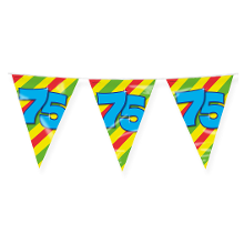 Paperdreams Verjaardag 75 jaar thema Vlaggetjes   Feestversiering   10m   Folie   Dubbelzijdig