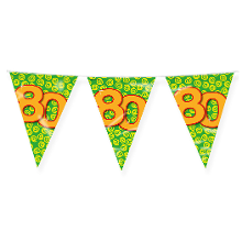 Paperdreams Verjaardag 80 jaar thema Vlaggetjes   Feestversiering   10m   Folie   Dubbelzijdig