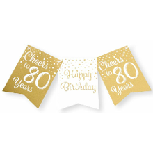 Paperdreams Verjaardag Vlaggenlijn 80 jaar   binnen   karton   wit/goud   600 cm