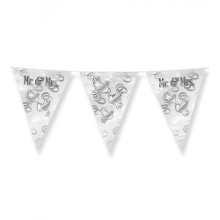 Paperdreams Vlaggenlijn   Mr. & Mrs huwelijks feest/party   zilver/wit   10m