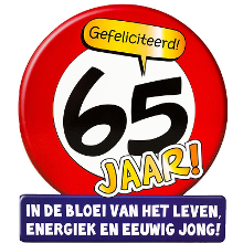 Paperdreams Wenskaart/verjaardagskaart stopbord 65 jaar 16 x 14 cm   65e verjaardag