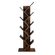 Parya Home   Houten Boekenkast   8 niveaus   Vintage   Staande Plank   Bruin