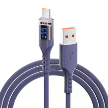 PD100W Type C naar Type C transparante kabel met digitaal display snelladen gegevensoverdracht getrokken koperkern lengt