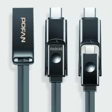 Pofan 3d Zinc Alloy 3 In 1 1.2M 2.4A 8 Pin Micro Usb And Type C Cable For Mobile Phone