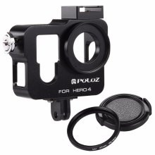 Puluz Pu153 Housing Shell Aluminum Alloy Protective Case Cage W/ Uv Lens Filter Lens Cap For Gopro Hero 4 / Hero4