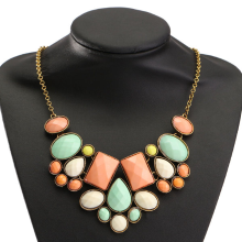 Retro Geometric Bubble Resin Statement Choker Necklace Vintage Jewelry