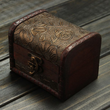 Retro Vintage Flower Printed Wooden Jewelry Storage Box Case