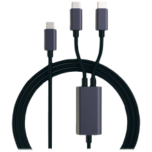 ROLINE USB type C split oplaadkabel, USB C   2x USB C, M/M, max. 100W, zwart, 1,85 m
