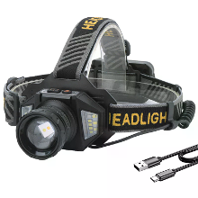 SEEKNITE Smart Sensor Zoombare LED Hoofdlamp, Witte/Gele Spotlicht/Vloodlicht Aangepaste USB Oplaadbare Hoofdlamp voor K