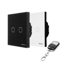 Sesoo Sy6 02 X Eu/uk Standard 2 Gang 1 Way Rf433 Remote Smart Wall Switch Wireless Remote Control Switches Work With Broadlink Rm Pro
