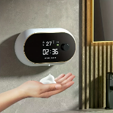 Slimme automatische schuimwasmachine sensor zeepdispenser elektrische wandmontage USB oplading met temperatuurweergave