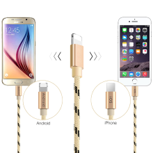 Ssk Pofan Nylon Braided 2 In 1 1m 2.1A 8pin And Micro Usb Cable For Android And Ios