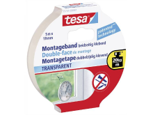 Tesa Tesa Powerbond Montagetape Transparant (l X B) 5 M X 19 Mm Rubber Inhoud: 1 Rollen