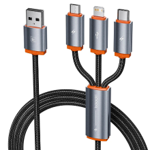 Toocki TQ X69 3.5A USB A naar Type C/Micro/iP Kabel voor snelladen en gegevensoverdracht met koperen kern   1M/1.5M lang