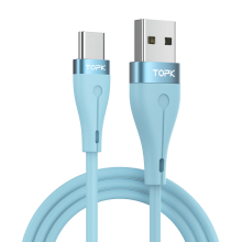 TOPK AN46 3A Type C Aluminium Vloeibare Siliconen Snel Opladen Datakabel 1.2M voor Samsung Galaxy S21 Note S20 ultra Hua
