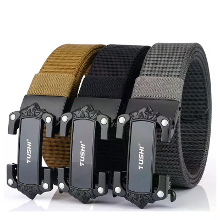TUSHI Sterke Metalen Automatische Gesp Zwarte Ceinture Slijtagebestendig Tough 125cm Nylon Riemen Voor Mannen Ademend Ca