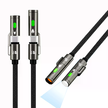 TUTI PD240W USB C naar C Snelladen Kabel met Verlichtingsfunctie voor Aanstekers 480Mbps Gegevensoverdracht Ingebouwde F