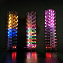 TWE 24 VU Meter Toren DIY Kit LED Muziekspectrum 24U/12U Tijdformaat Kleurrijke Spraakbesturing USB 5V Verstelbare Gevoe