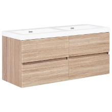 URUCU   Wandgemonteerde dubbele wastafelkast   Lichtbruin   MDF