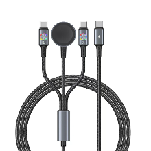 USAMS SJ754 3A 72W Type C naar Type C+Type C+iWatch Kleurrijke Verlichtingskabel Snelle Oplading Gegevensoverdracht Gele