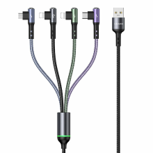 USAMS US SJ563 3A USB A voor iP*2/Type C/Microkabel Snel opladen Gegevensoverdracht Nylon Gevlochten kernlijn 1,2 m lang