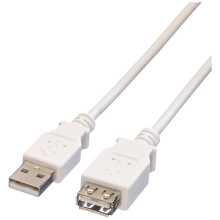 VALUE USB 2.0 Kabel, type A A, M/F, wit, 3 m