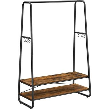 Vasagle Garderobe   met 2 legplanken   6 haken in S vorm   vintage   Bruin Zwart