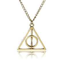 Vintage Antique Silver Gold Triangle Pendant Necklace Long Chain
