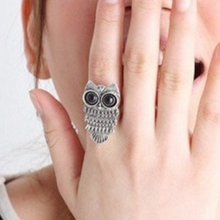 Vintage Bronze Silver Lovely Owl Alloy Finger Ring Women Jewelry