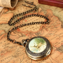 Vintage Bronze Steam Punk Mechanical Quartz Pocket Women Watch