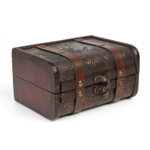 Vintage Flower Printed Wooden Jewelry Storage Box Organizer Case