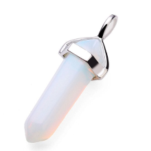 Vintage Hexagonal Pendulum Gemstone Column Quartz Necklace Pendant