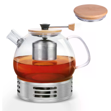 VONATES 1600ml Glazen Theepot Hittebestendig met 304 Roestvrijstalen Theebasisfilter Infuser Isolerende Basis