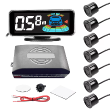 Voor  en achteruitrijradarsysteem met lcd display parkeersensor met 8 kopsondes voor afstandsdetectie en geluidswaarschu
